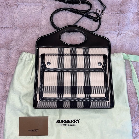 Burberry Black and Cream Plaid Mini Pocket Bag - Picture 1 of 12